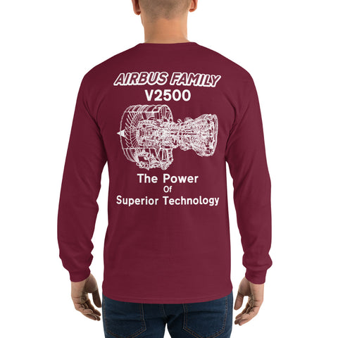 Flight Crew, Airbus Family V2500 The Power Of Superior Technology Men’s Long Sleeve Shirt