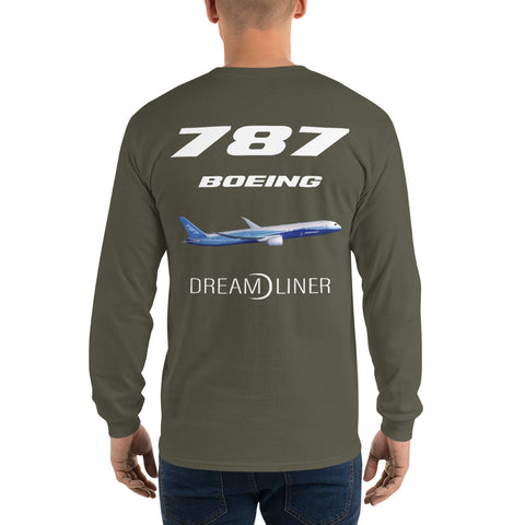 AMT Aircraft Maintenance, Boeing 787 Dream Liner Men’s Long Sleeve Shirt