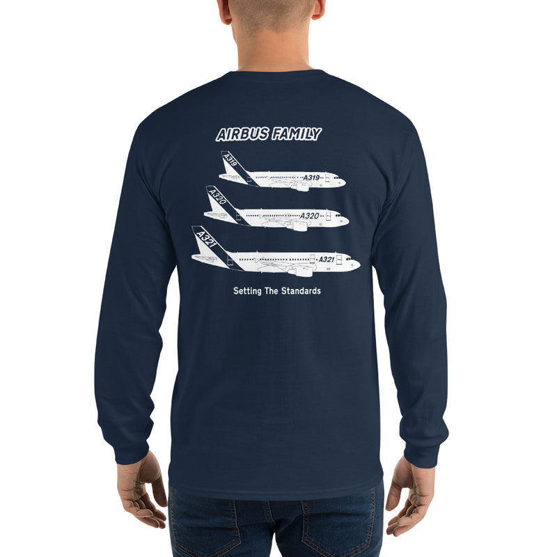Tech-Ops Aircraft Maintenance, Airbus Family Setting The Standards Men’s Long Sleeve Shirt