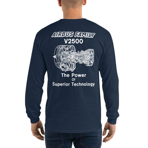 Fleet Service, Airbus Family V2500 The Power Of Superior Technology Men’s Long Sleeve Shirt