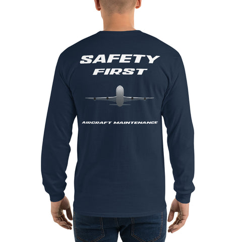 Flight Crew, Safety First Aircraft Maintenance Men’s Long Sleeve Shirt