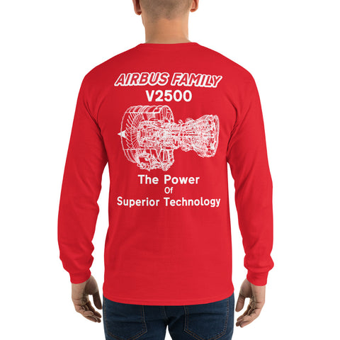 Flight Crew, Airbus Family V2500 The Power Of Superior Technology Men’s Long Sleeve Shirt