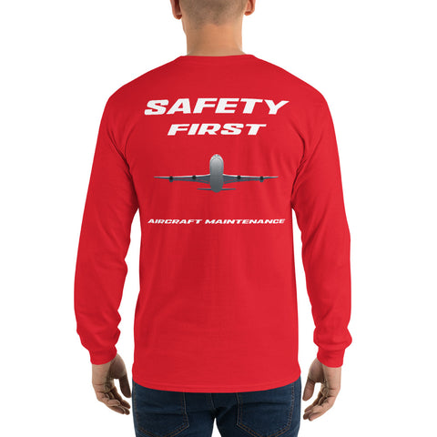 Flight Crew, Safety First Aircraft Maintenance Men’s Long Sleeve Shirt