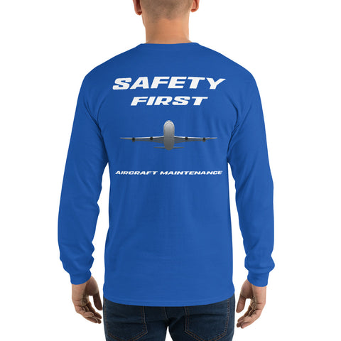 Tech-Ops Aircraft Maintenance, Safety First Aircraft Maintenance Men’s Long Sleeve Shirt