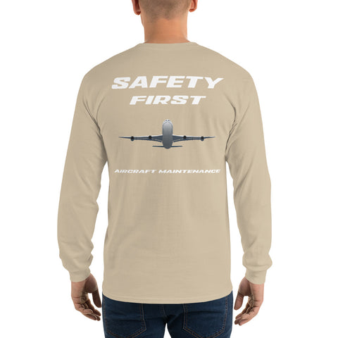 Flight Crew, Safety First Aircraft Maintenance Men’s Long Sleeve Shirt