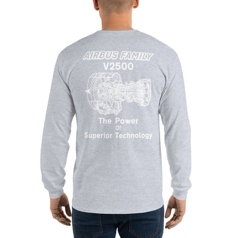 Fleet Service, Airbus Family V2500 The Power Of Superior Technology Men’s Long Sleeve Shirt