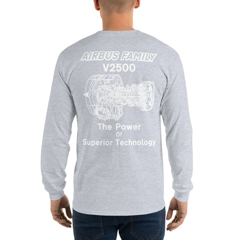 Flight Crew, Airbus Family V2500 The Power Of Superior Technology Men’s Long Sleeve Shirt