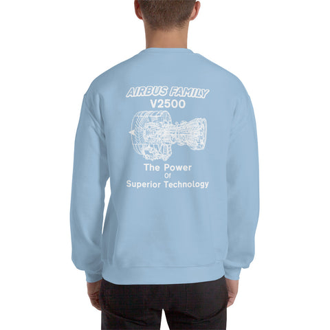 Tech-Ops Aircraft Maintenance, Airbus Family V2500 The Power Of Superior Technology Men's Sweatshirt