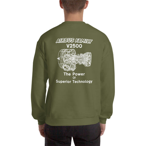 Tech-Ops Aircraft Maintenance, Airbus Family V2500 The Power Of Superior Technology Men's Sweatshirt