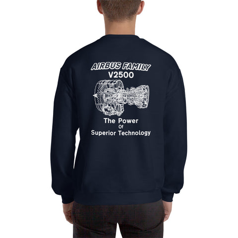 Tech-Ops Aircraft Maintenance, Airbus Family V2500 The Power Of Superior Technology Men's Sweatshirt