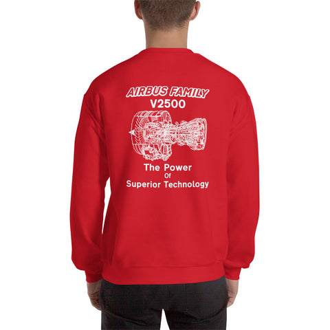 Tech-Ops Aircraft Maintenance, Airbus Family V2500 The Power Of Superior Technology Men's Sweatshirt