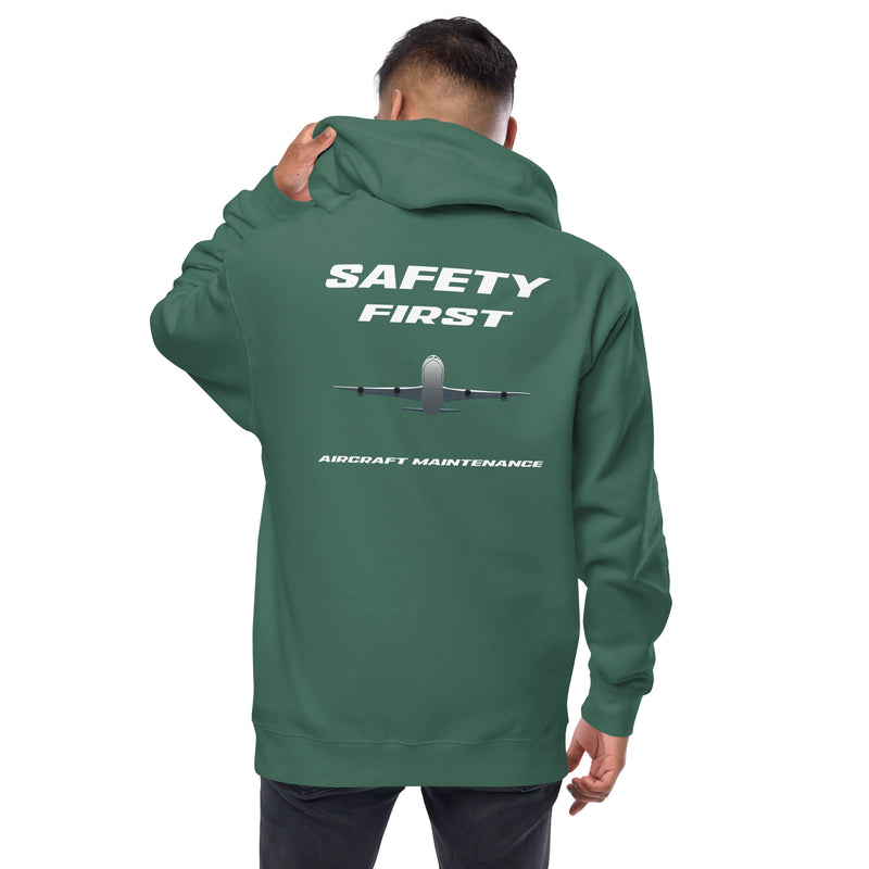 Tech-Ops Aircraft Maintenance, Safety First Aircraft Maintenance Men's Fleece Zip Up Hoodies