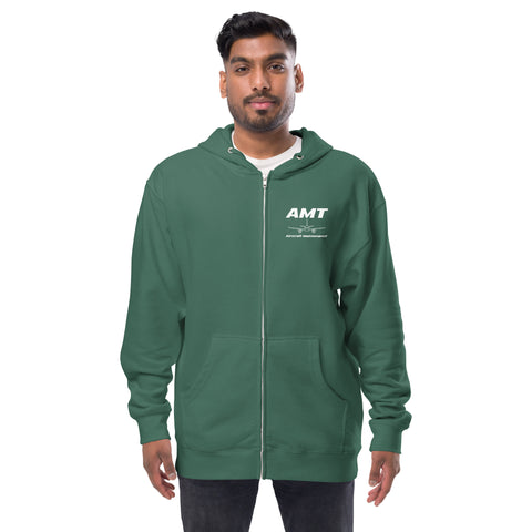 AMT Aircraft Maintenance, Base Maintenance Aircraft Technician Men's Fleece Zip Up Hoodie