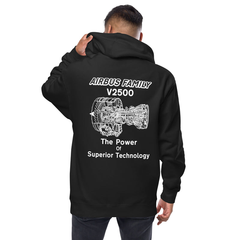 Tech-Ops Aircraft Maintenance, Airbus Family V2500 The Power Of Superior Technology Men's Fleece Zip Up Hoodies