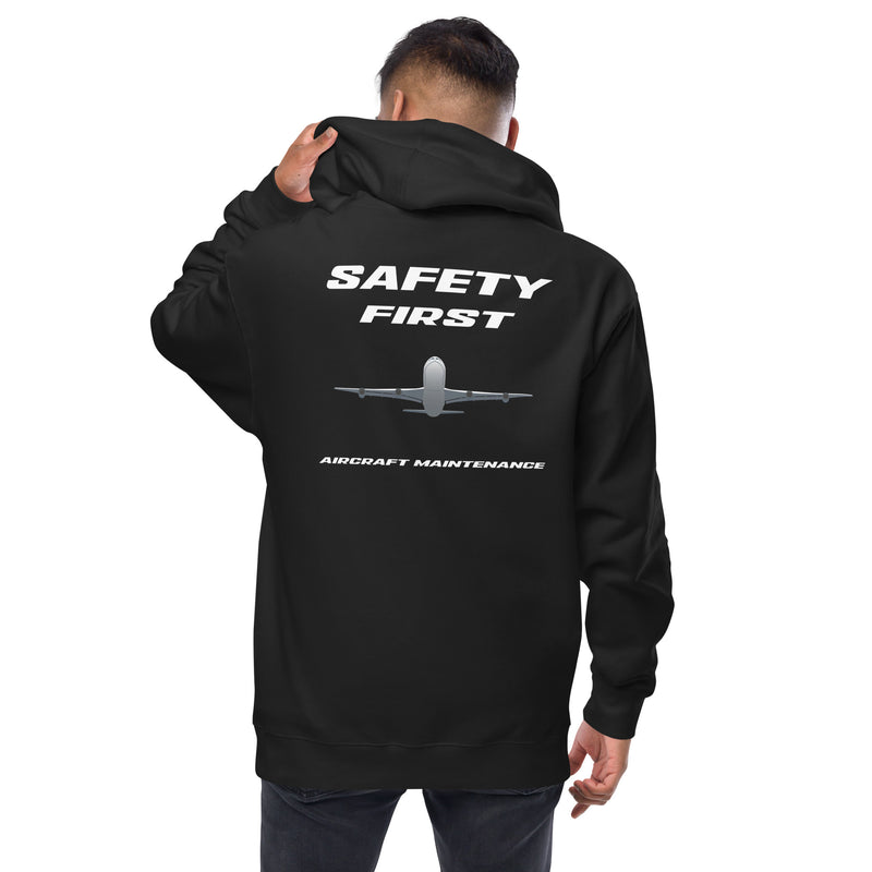 AMT Aircraft Maintenance, Safety First Aircraft Maintenance Men's Fleece Zip Up Hoodies