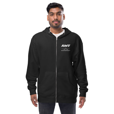 AMT Aircraft Maintenance, Airbus Family V2500 The Power Of Superior Technology Men's Fleece Zip Up Hoodies