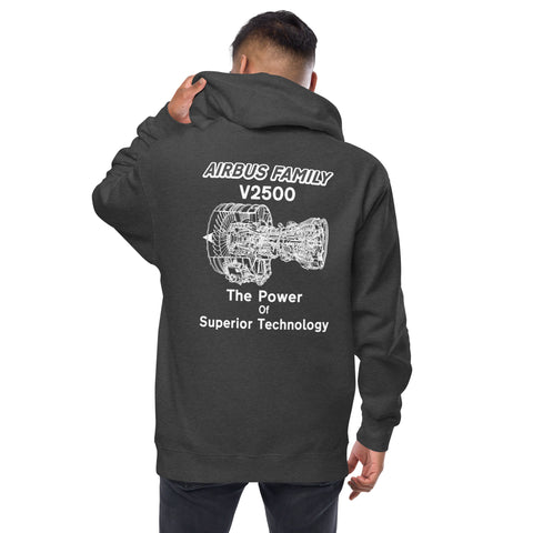 Flight Crew, Airbus Family V2500 The Power Of Superior Technology Men's Fleece Zip Up Hoodies