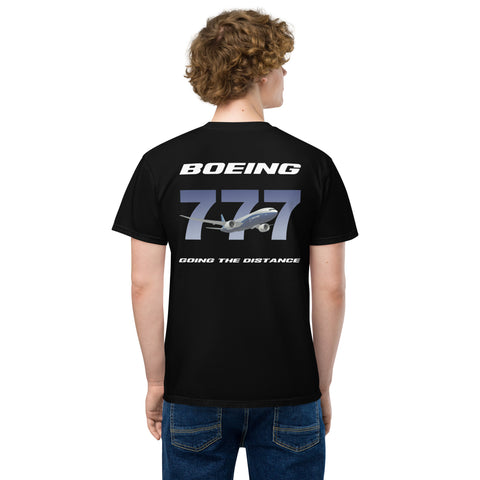 Flight Crew, Boeing 777 Going The Distance Men's Garment-Dyed Pocket T-Shirt