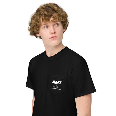 AMT Aircraft Maintenance, Base Maintenance Aircraft Technician Unisex Garment-Dyed Pocket T-Shirt