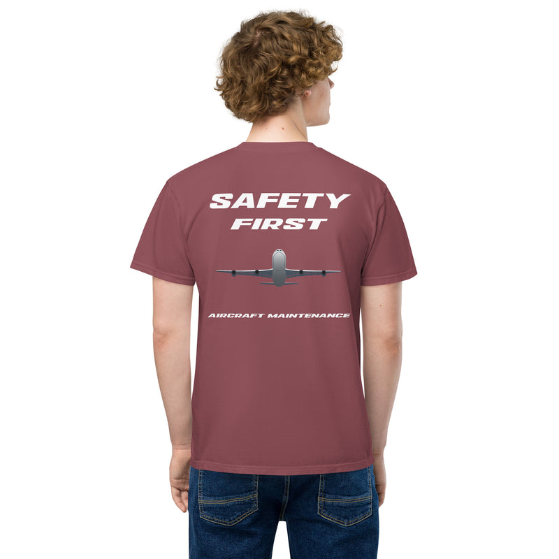 Tech-Ops Aircraft Maintenance, Safety First Aircraft Maintenance Men's Garment-Dyed Pocket T-Shirt