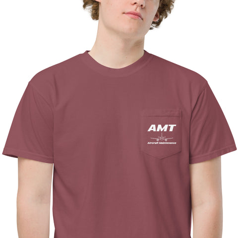 AMT Aircraft Maintenance, Boeing 787 Dream Liner Men's Garment-Dyed Pocket T-Shirt