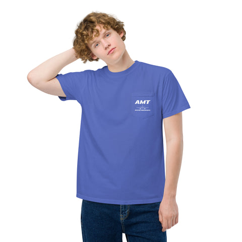 AMT Aircraft Maintenance, Airbus Family Setting The Standards Men's Garment-Dyed Pocket T-Shirt