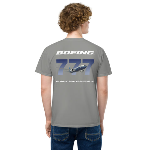 Flight Crew, Boeing 777 Going The Distance Men's Garment-Dyed Pocket T-Shirt