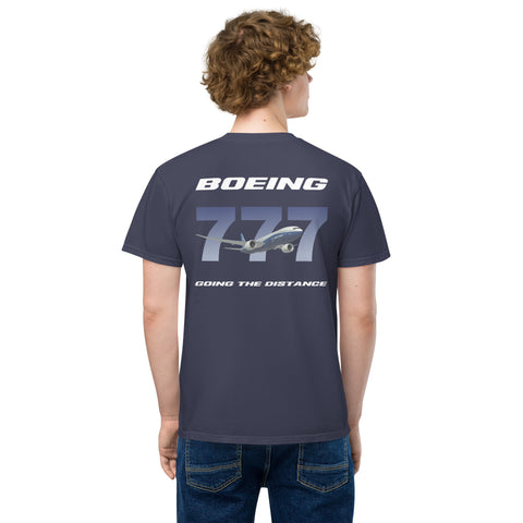 Flight Crew, Boeing 777 Going The Distance Men's Garment-Dyed Pocket T-Shirt