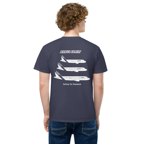 Tech-Ops Aircraft Maintenance, Airbus Family Setting The Standards Men's Garment-Dyed Pocket T-Shirt