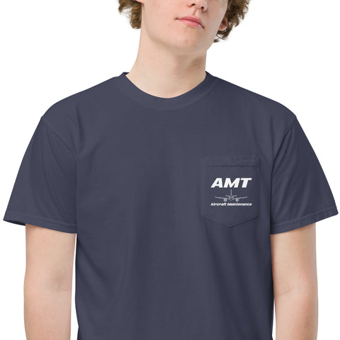 AMT Aircraft Maintenance, CFM56 Turbofan Engine Men's Garment-Dyed Pocket T-Shirt