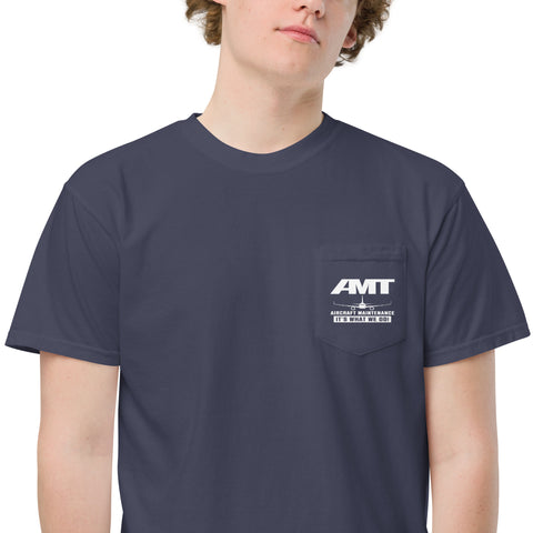 AMT Aircraft Maintnance It's What We Do ! Men's Garment-Dyed Pocket T-Shirt