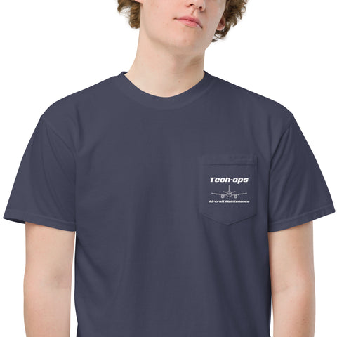 Tech-Ops Aircraft Maintenance, 737 Boeing Next Generation Unisex Garment-Dyed Pocket T-Shirt