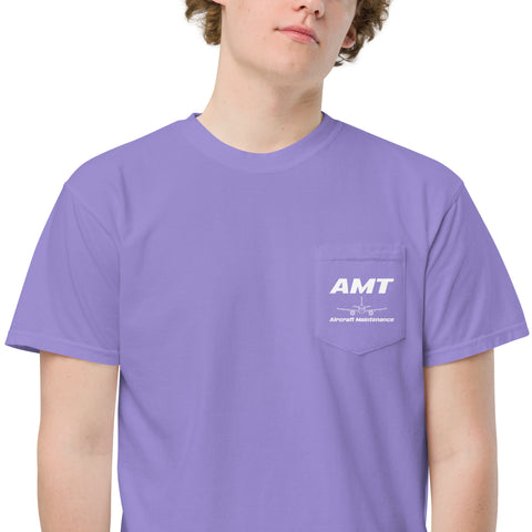 AMT Aircraft Maintenance, Boeing 777 Going The Distance Men's Garment-Dyed Pocket T-Shirt