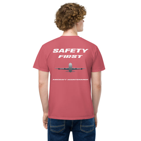 Tech-Ops Aircraft Maintenance, Safety First Aircraft Maintenance Men's Garment-Dyed Pocket T-Shirt