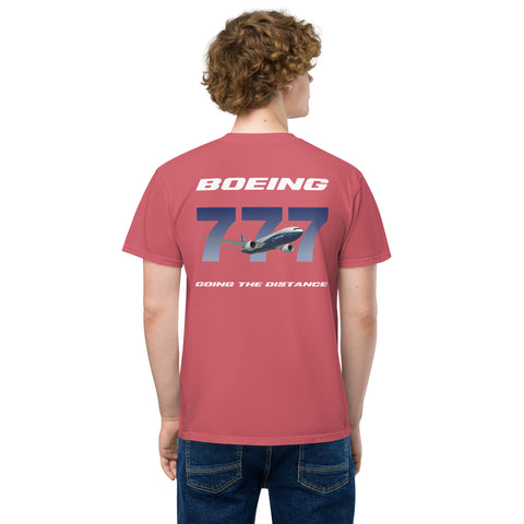 Tech-Ops Aircraft Maintenance, Boeing 777 Going The Distance Men's Garment-Dyed Pocket T-Shirt