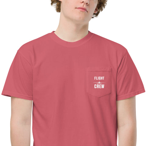 Flight Crew, Boeing 787 Dreamliner Unisex Garment-Dyed Pocket T-Shirt