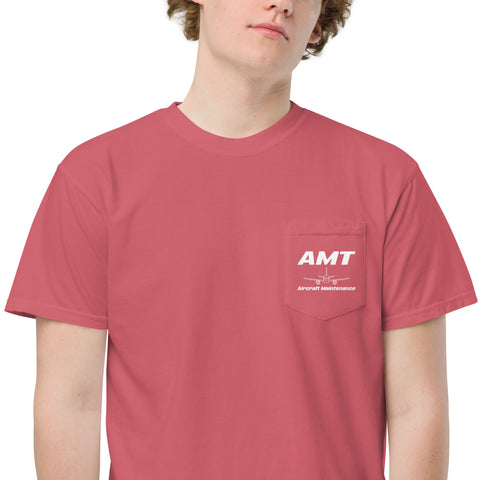 AMT Aircraft Maintenance, Line Maintenance Aircraft Technician Unisex Garment-Dyed Pocket T-Shirt