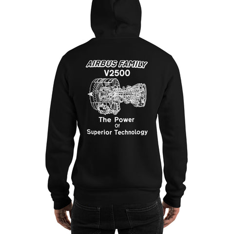 AMT Aircraft Maintenance, Airbus Family V2500 The Power Of Superior Technology Men's Hoodie