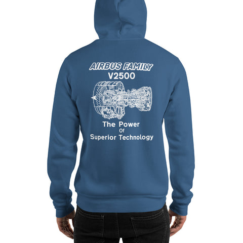 AMT Aircraft Maintenance, Airbus Family V2500 The Power Of Superior Technology Men's Hoodie