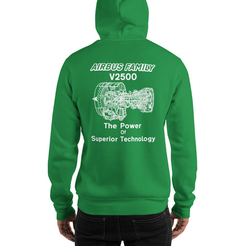 AMT Aircraft Maintenance, Airbus Family V2500 The Power Of Superior Technology Men's Hoodie