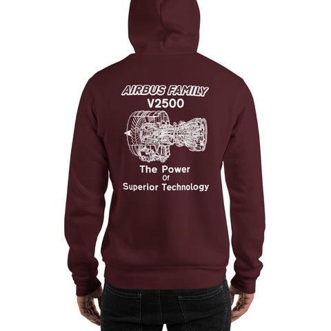 AMT Aircraft Maintenance, Airbus Family V2500 The Power Of Superior Technology Men's Hoodie