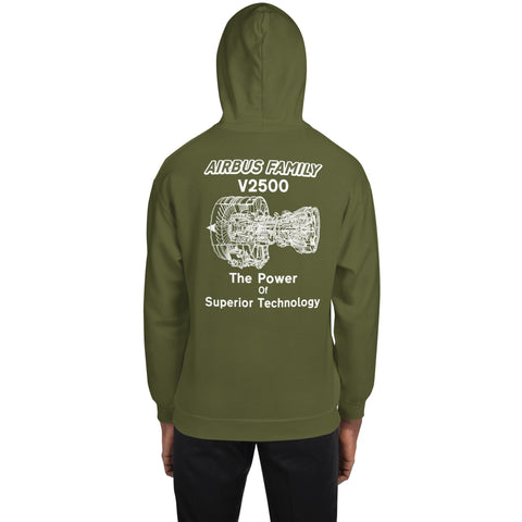 Fleet Service, Airbus Family V2500 The Power Of Superior Technology Men's Hoodie
