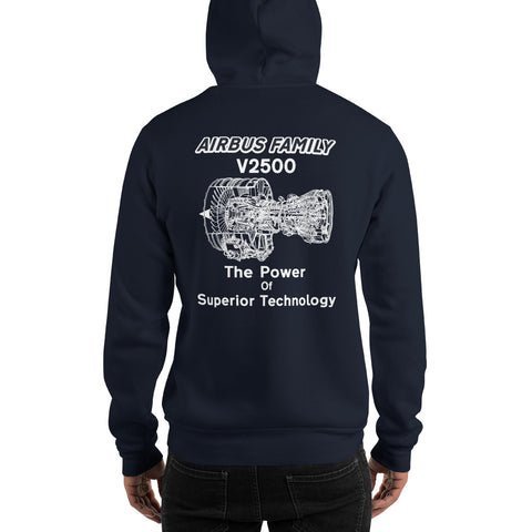 AMT Aircraft Maintenance, Airbus Family V2500 The Power Of Superior Technology Men's Hoodie