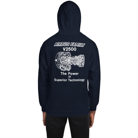 Fleet Service, Airbus Family V2500 The Power Of Superior Technology Men's Hoodie