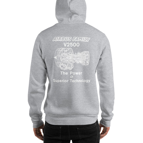 AMT Aircraft Maintenance, Airbus Family V2500 The Power Of Superior Technology Men's Hoodie