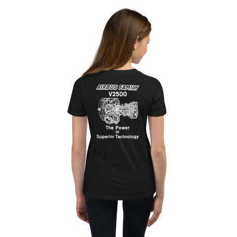 Flight Crew, Airbus Family V2500 The Power Of Superior Technology Youth Short Sleeve T-Shirt