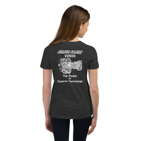 Flight Crew, Airbus Family V2500 The Power Of Superior Technology Youth Short Sleeve T-Shirt