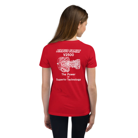 Flight Crew, Airbus Family V2500 The Power Of Superior Technology Youth Short Sleeve T-Shirt